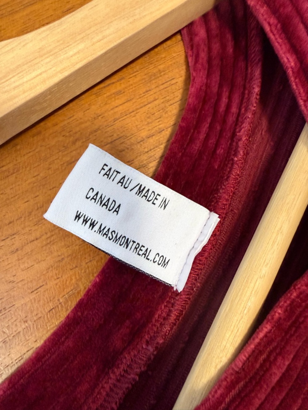 MAS Montreal Tofino Ribbed Velvet Short Sleeve Tee in Rosewood - Picture 5 of 6